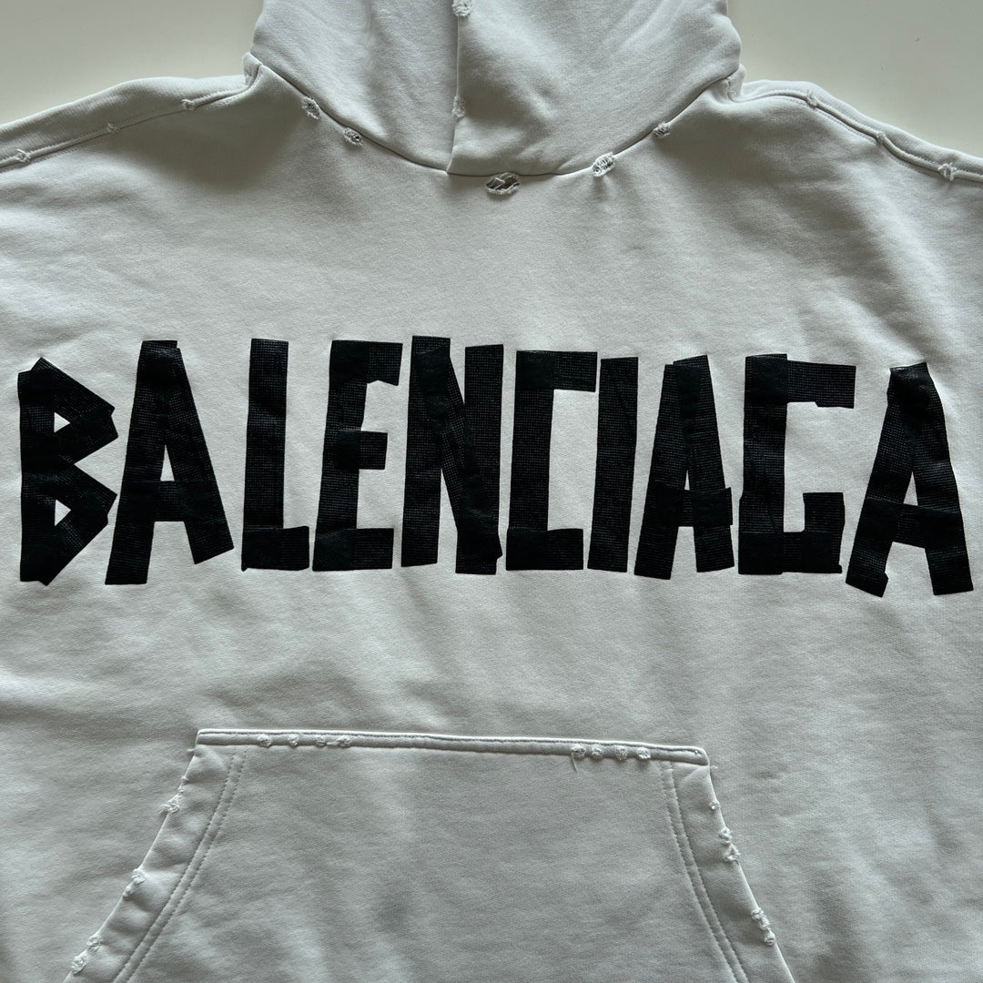 BB NEW TAPE TYPE HOODIE OVERSIZED IN WHITE