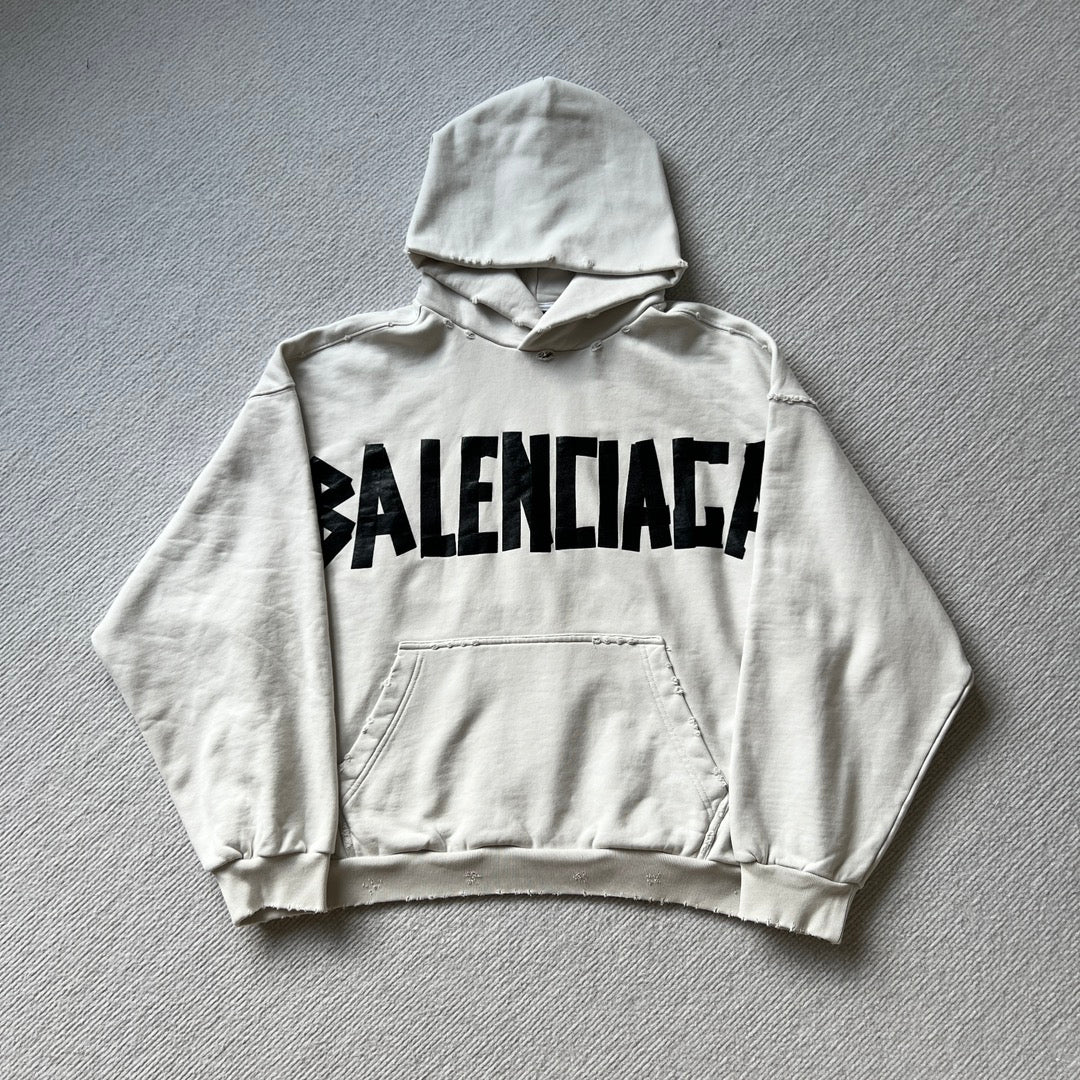 BB NEW TAPE TYPE HOODIE OVERSIZED IN WHITE