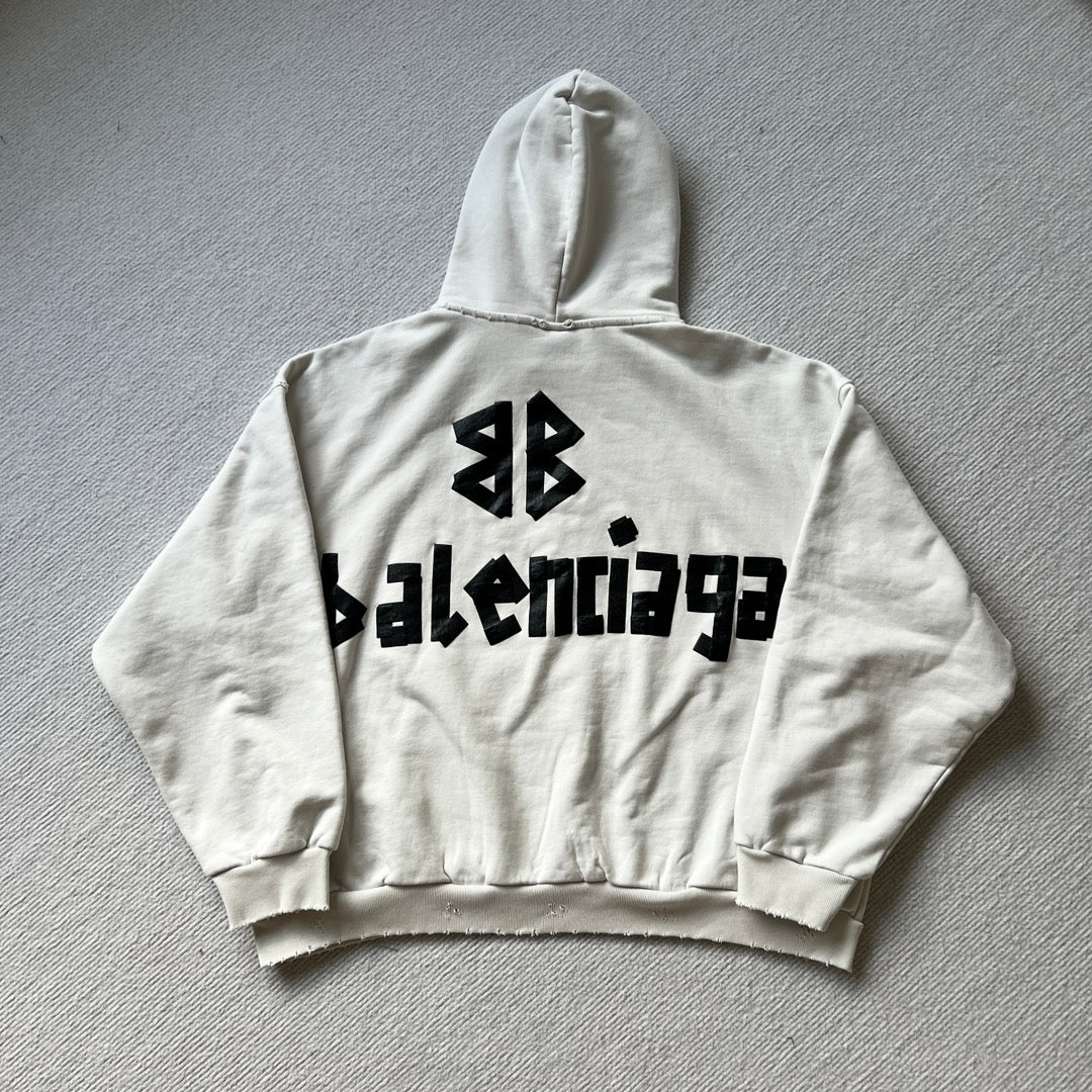 BB NEW TAPE TYPE HOODIE OVERSIZED IN WHITE