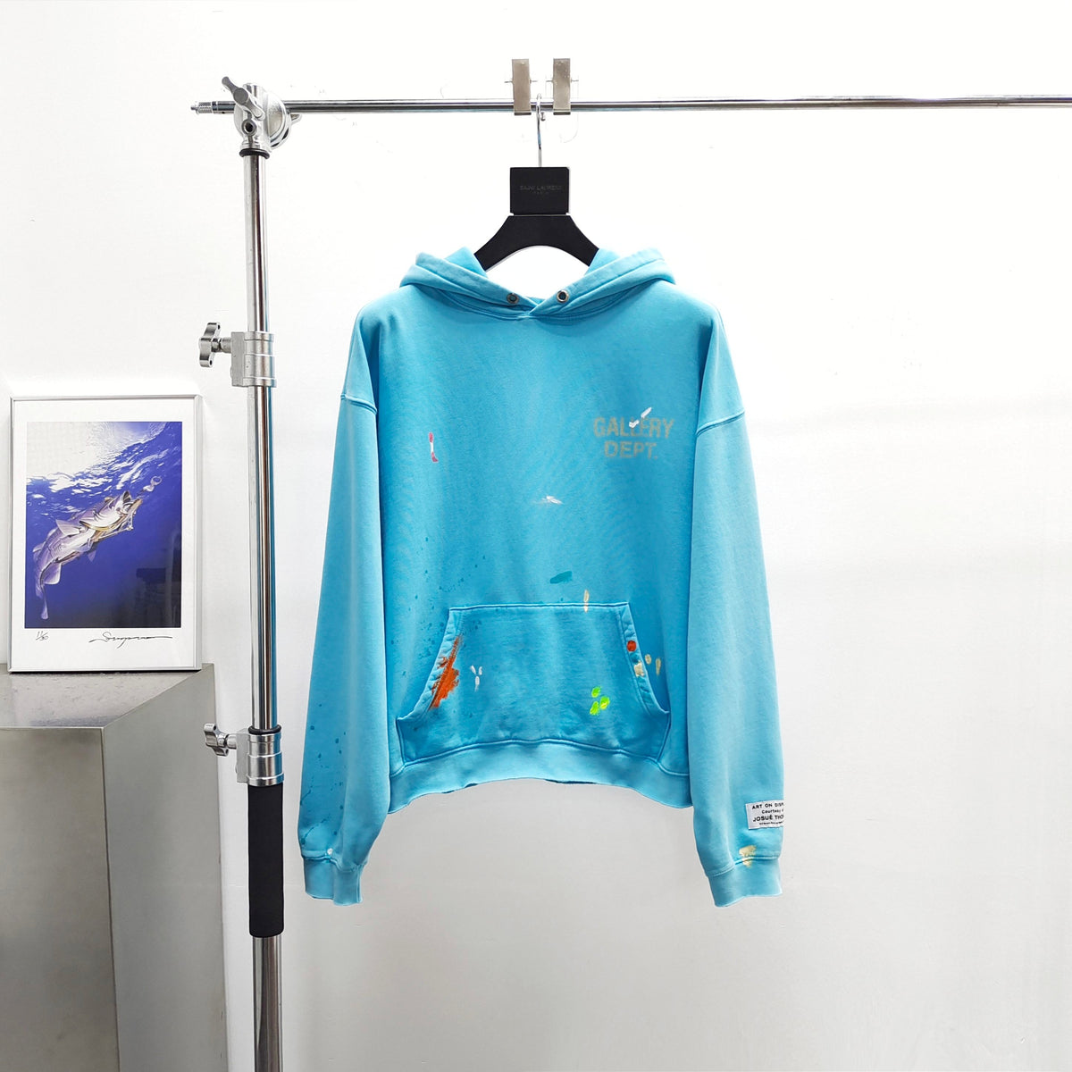 Gallery Dept. GD PAINT LOGO HOODIE LIGHT BLUE