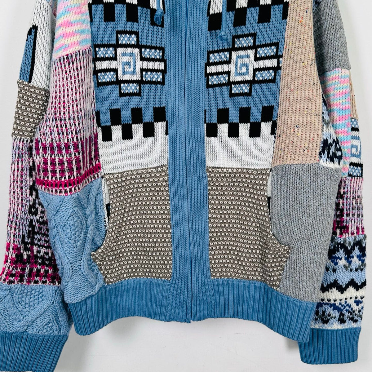 Supreme Patchwork Zip Up Hooded Sweater 'Light Blue'