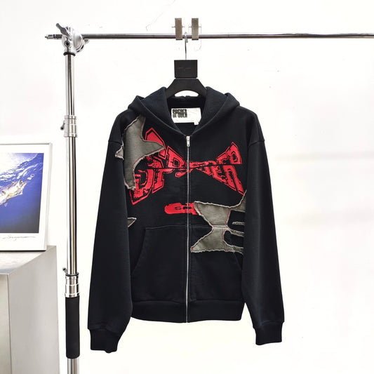 Sp5der Big Star Full Zip Hoodie 'Black'