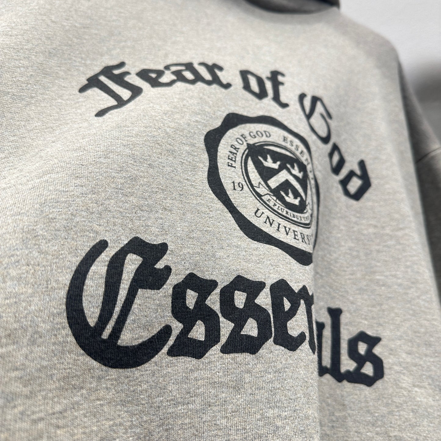 Fear of God Essentials Heavy Fleece Vintage Shrunken Hoodie 'Heather Grey'