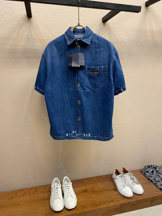 Prada denim short sleeve shirt