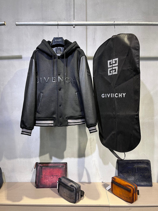 Givenchy leather hooded jacket