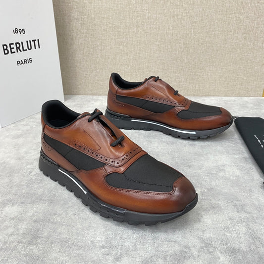 Berluti Fast Track Leather And Nylon Sneaker