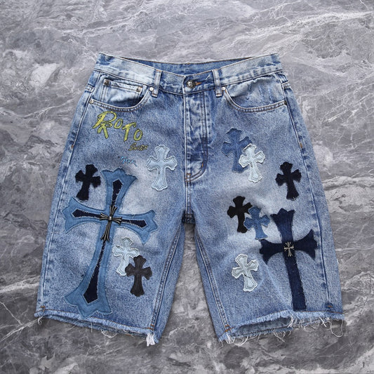 Chrome Hearts patch denim shorts