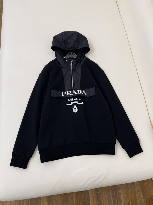 Prada half zip technical  fleece hoodie