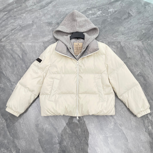 Brunello Cucinelli short goose down jacket with hoodie
