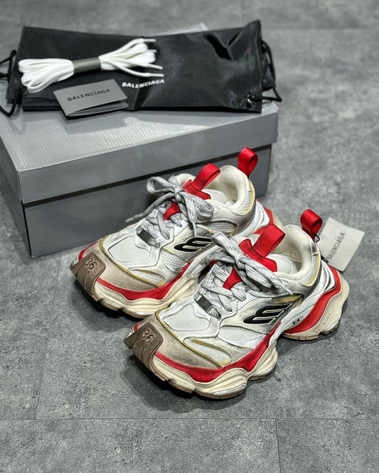 BALENCIAGA MEN'S CARGO SNEAKER IN RED AND WHITE
