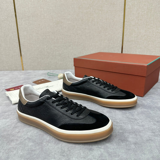 Loro Piana low leather black casual sneakers