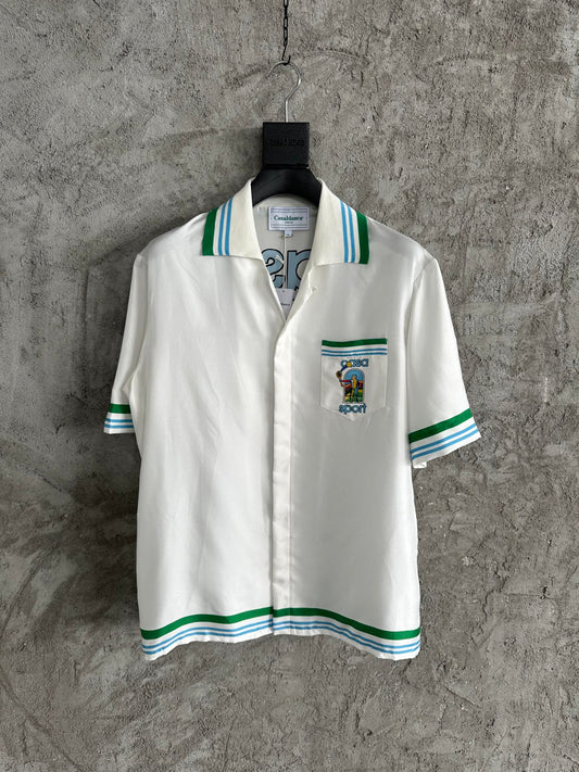 Casablanca Knitted Collar Short-Sleeve Shirt 'Le Jeu Colorè'