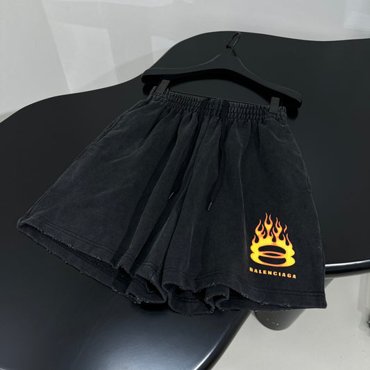 BALENCIAGA BURNING UNITY SHORTS IN BLACK