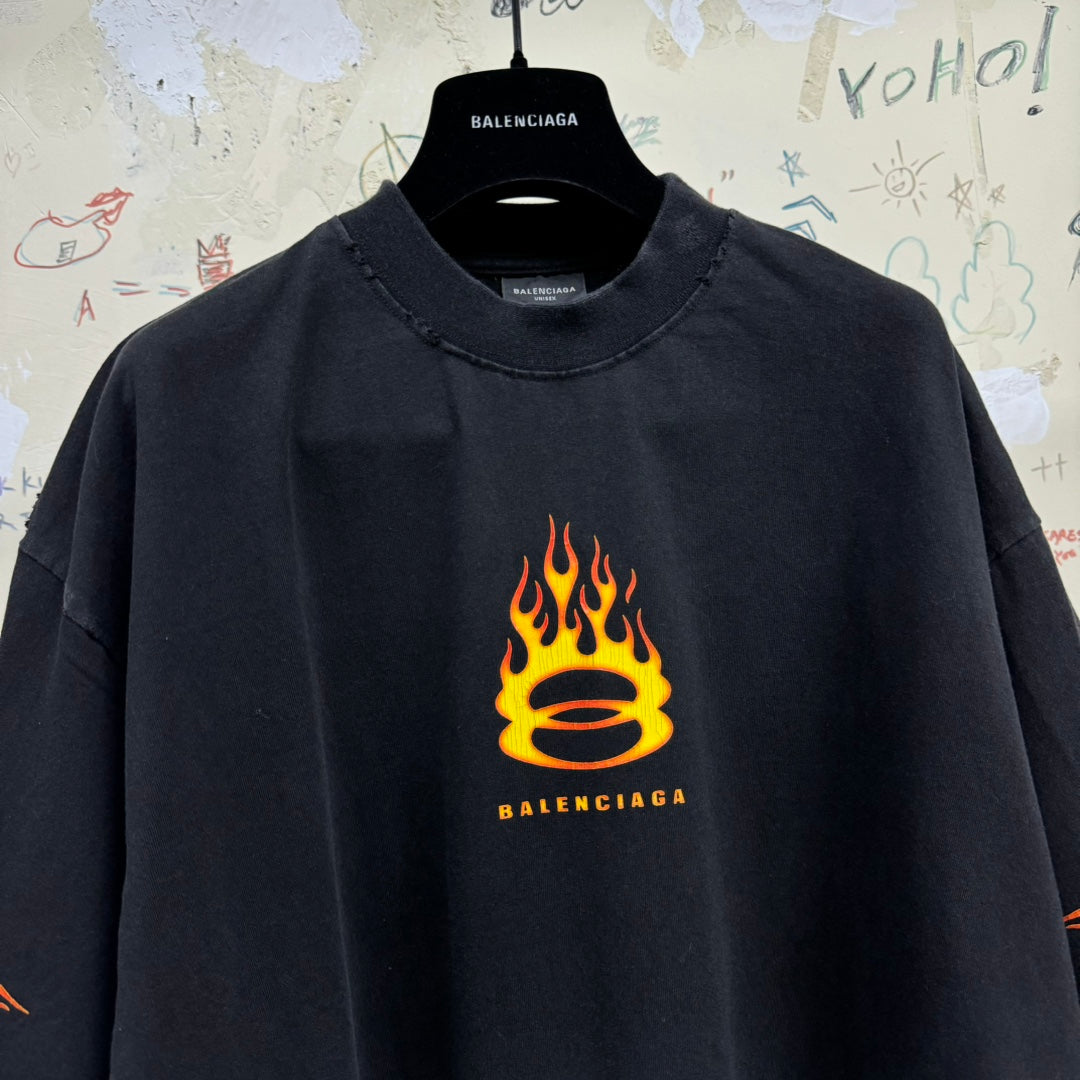 BALENCIAGA BURNING UNITY T-SHIRT OVERSIZED IN BLACK