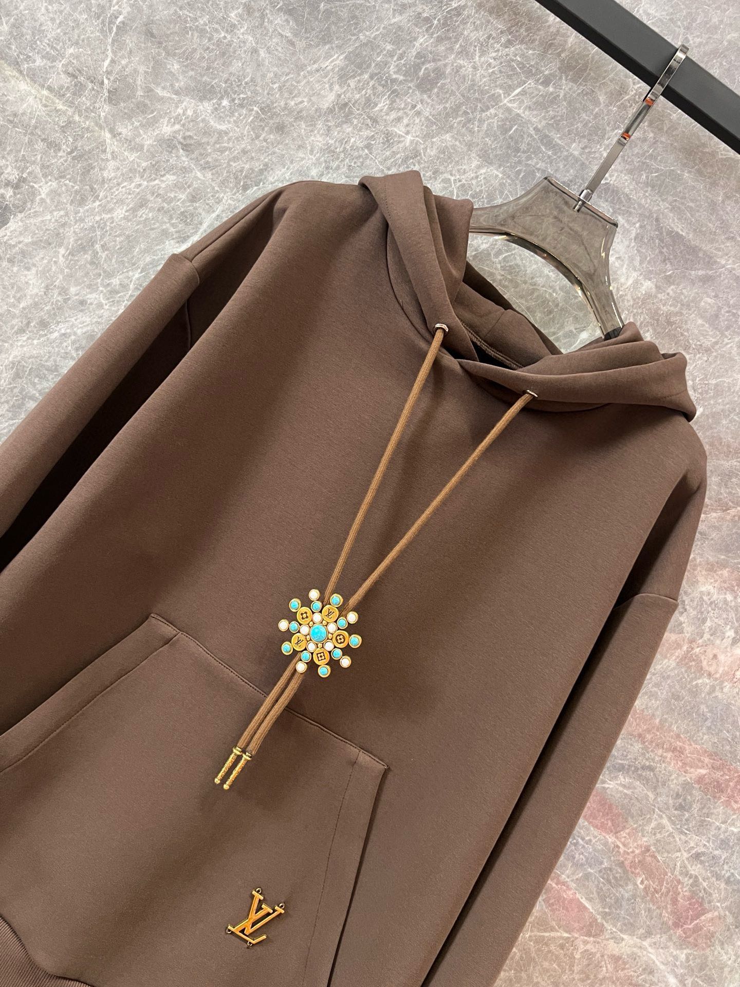 LV Embellished Cotton Hoodie