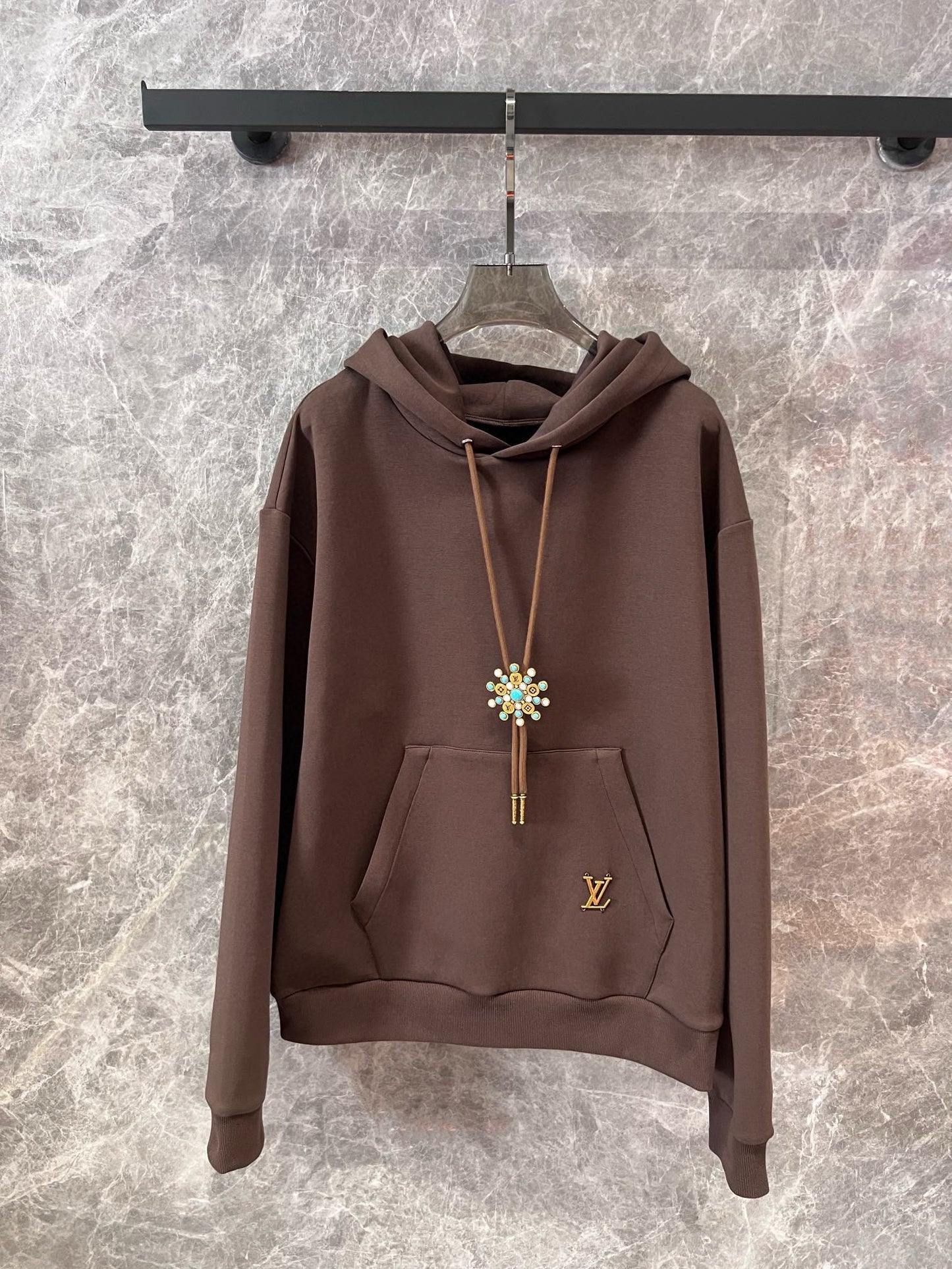 LV Embellished Cotton Hoodie