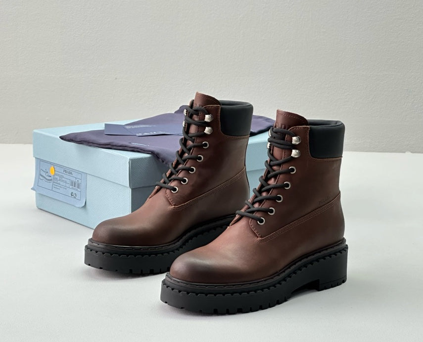 Prada Leather and Re-Nylon work boots