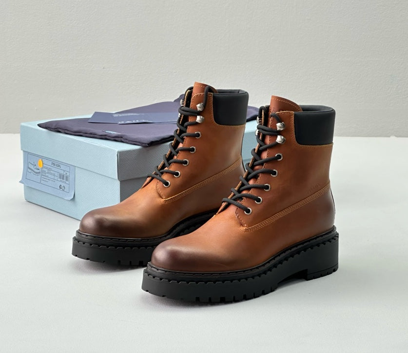 Prada Leather and Re-Nylon work boots