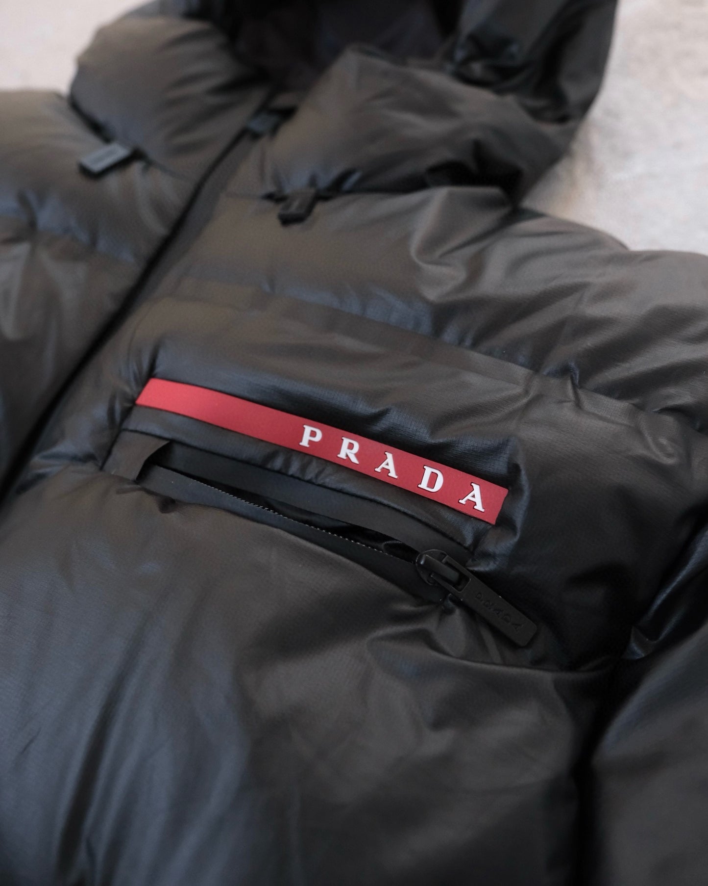 Prada Light Nylon Hooded Puffer Jacket