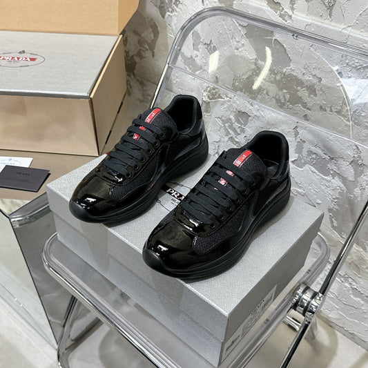 Patent leather and technical fabric Prada America's Cup sneakers