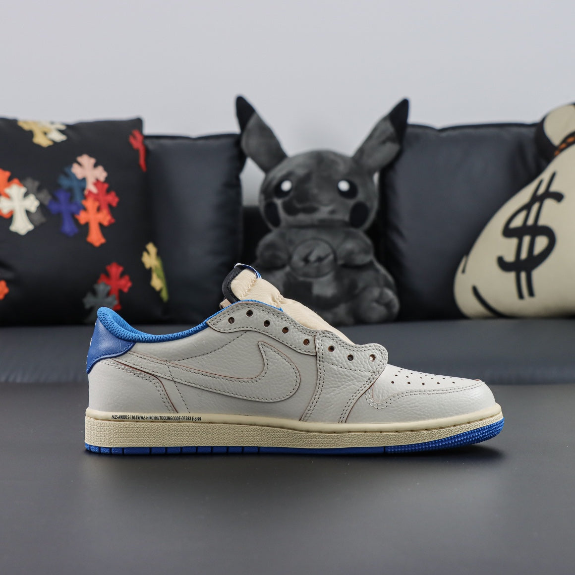 Fragment Design x Travis Scott x Air Jordan 1 Retro Low OG SP 'Sail Military Blue'