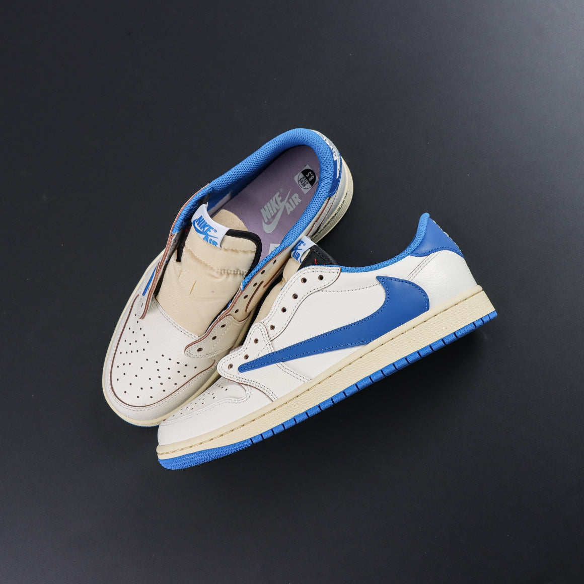 Fragment Design x Travis Scott x Air Jordan 1 Retro Low OG SP 'Sail Military Blue'