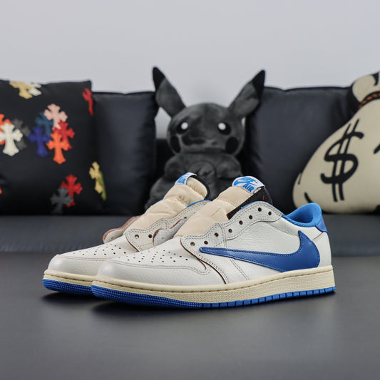 Fragment Design x Travis Scott x Air Jordan 1 Retro Low OG SP 'Sail Military Blue'