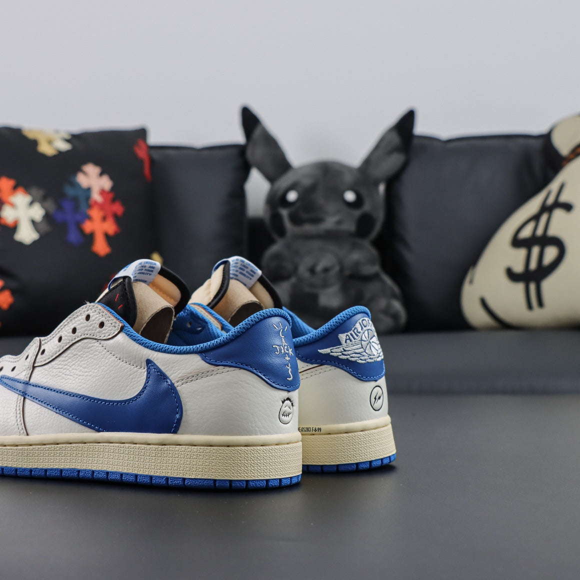 Fragment Design x Travis Scott x Air Jordan 1 Retro Low OG SP 'Sail Military Blue'
