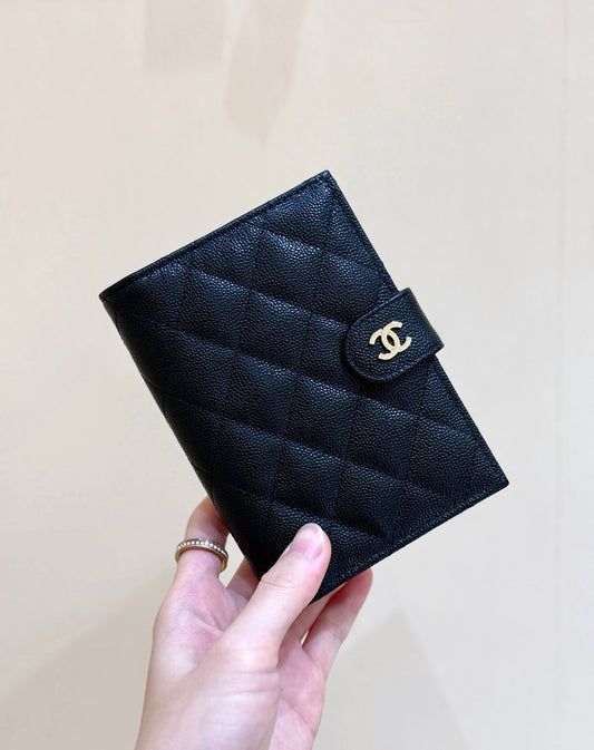 Chanel Caviar Quilted Passport Holder Wallet Black