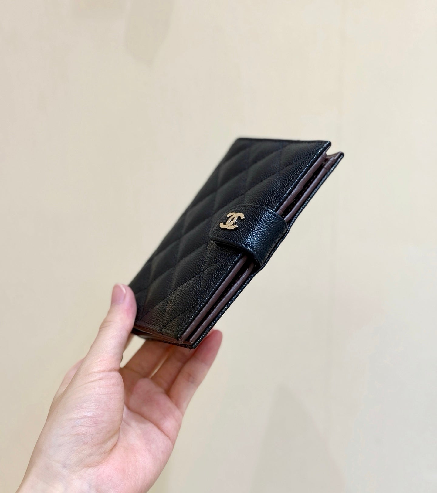 Chanel Caviar Quilted Passport Holder Wallet Black