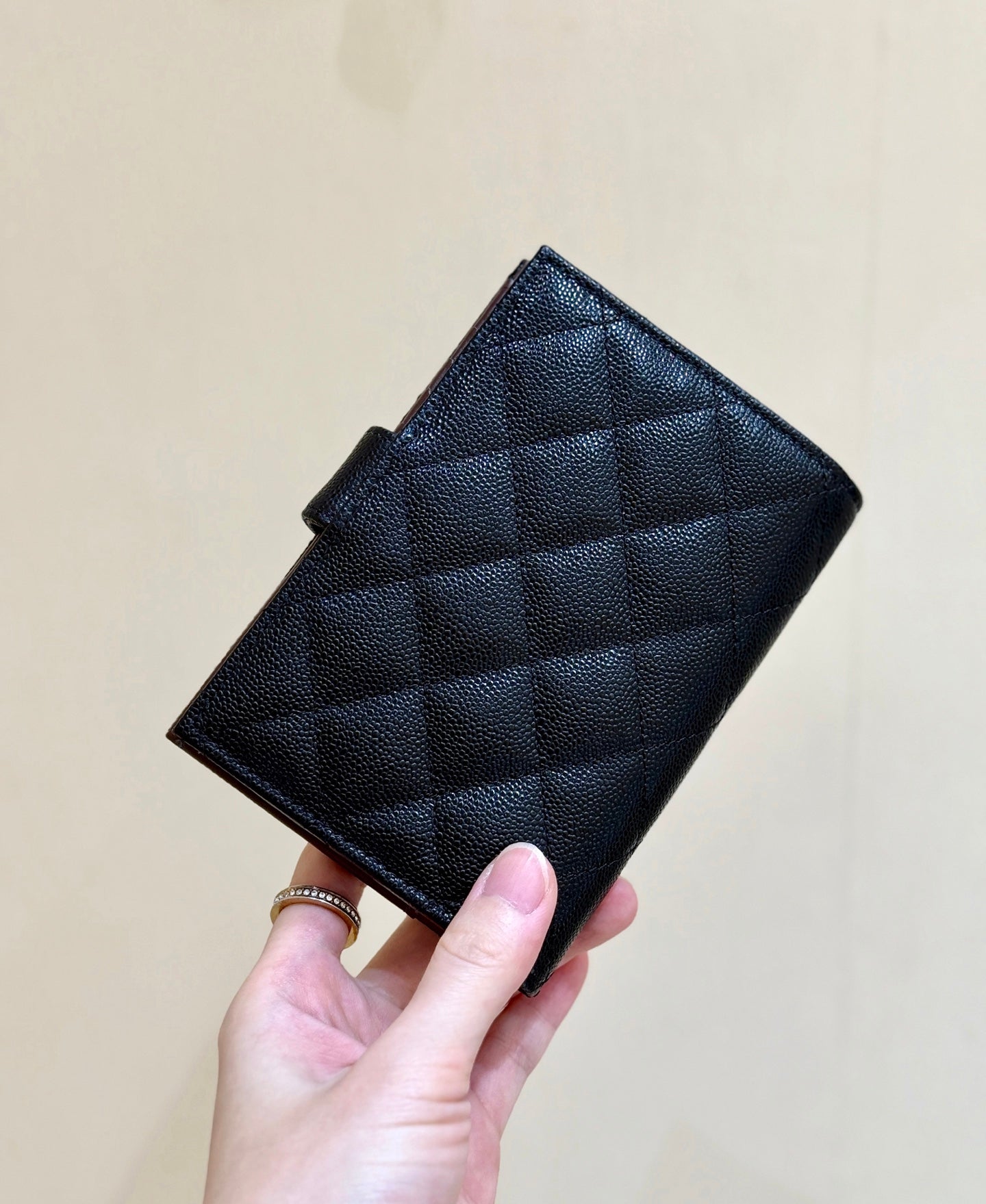 Chanel Caviar Quilted Passport Holder Wallet Black