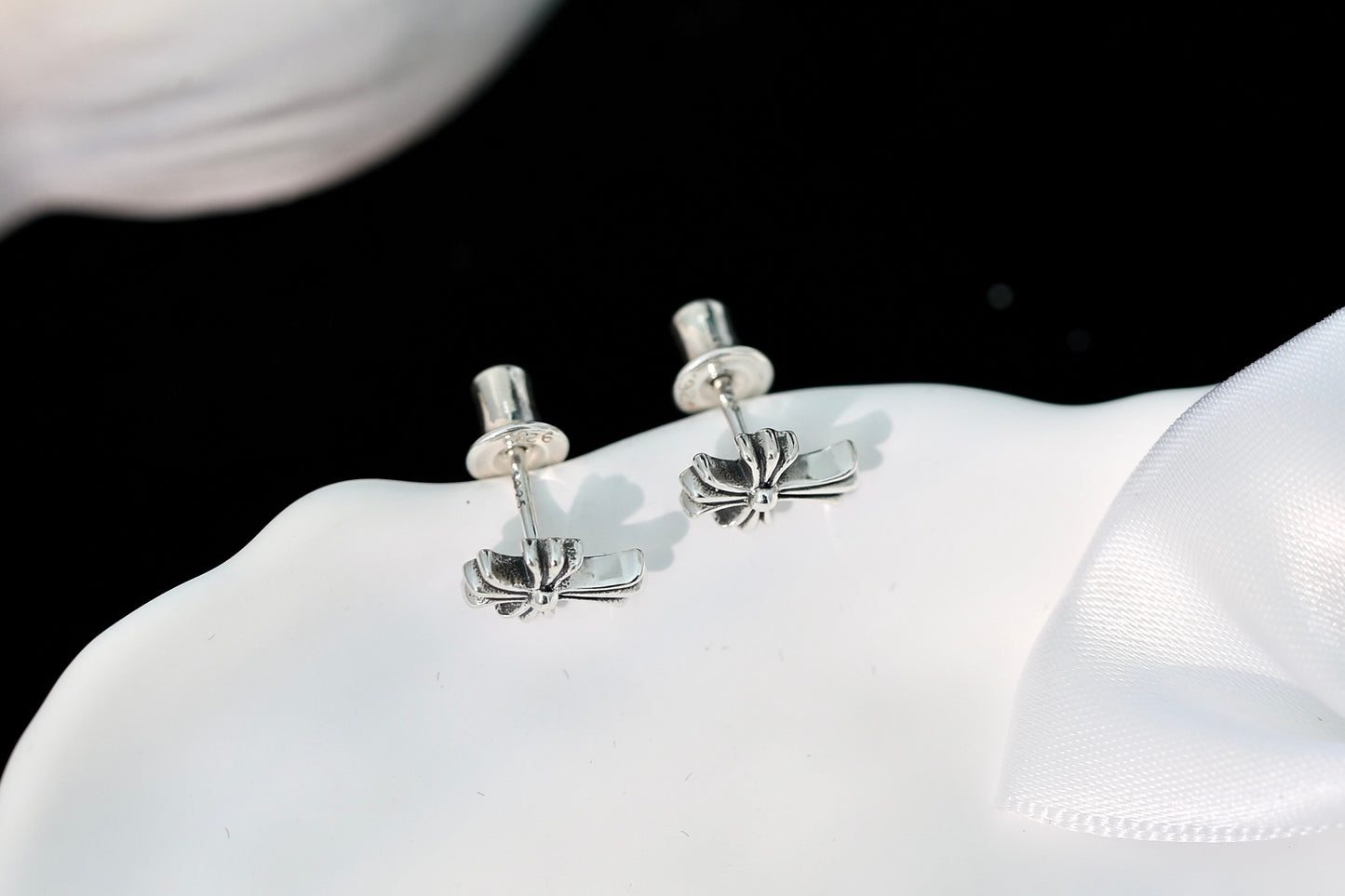 Chrome hearts 925 silver cross earrings
