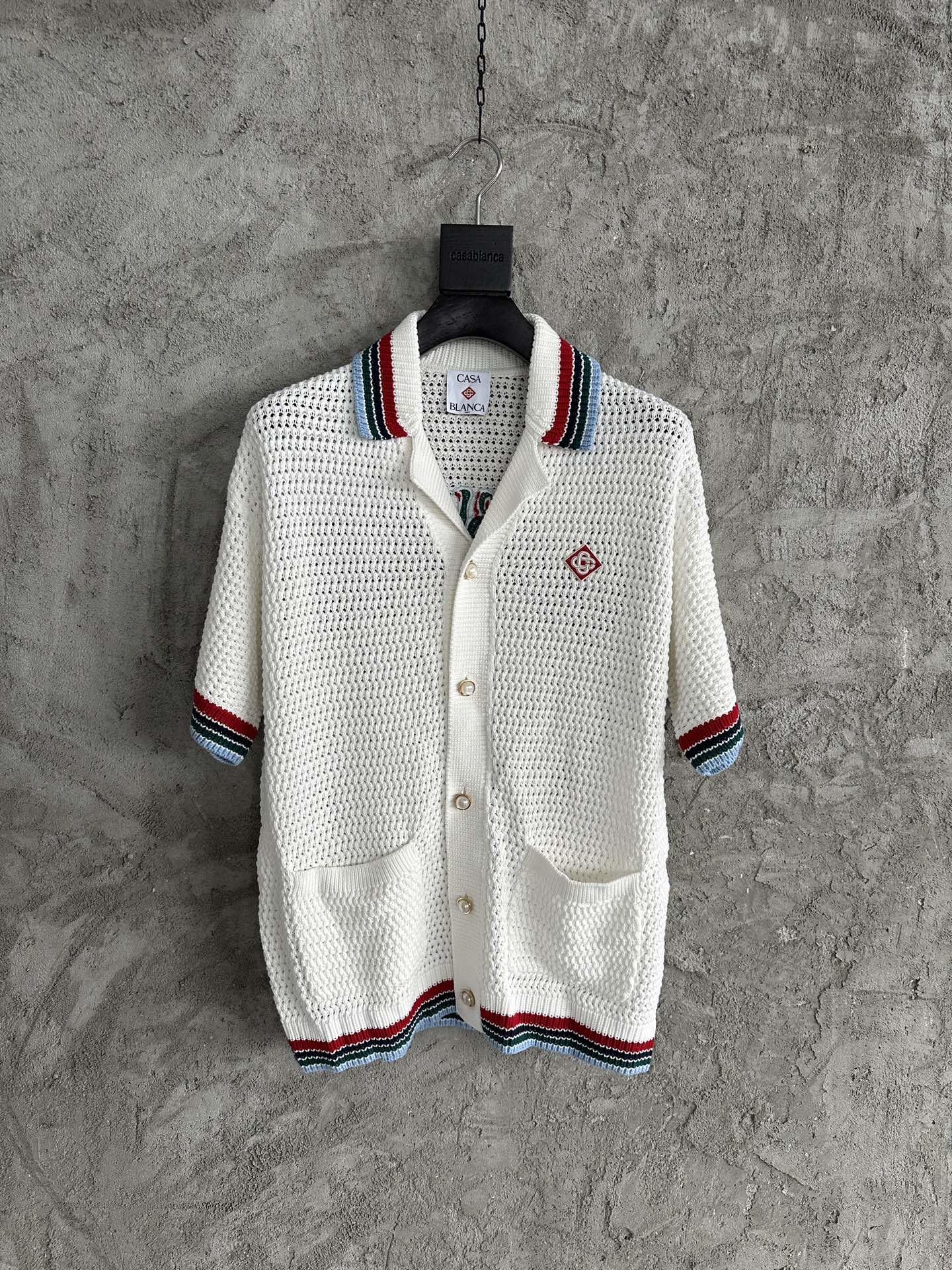 Casablanca Sporty Faux Crochet Shirt 'White'