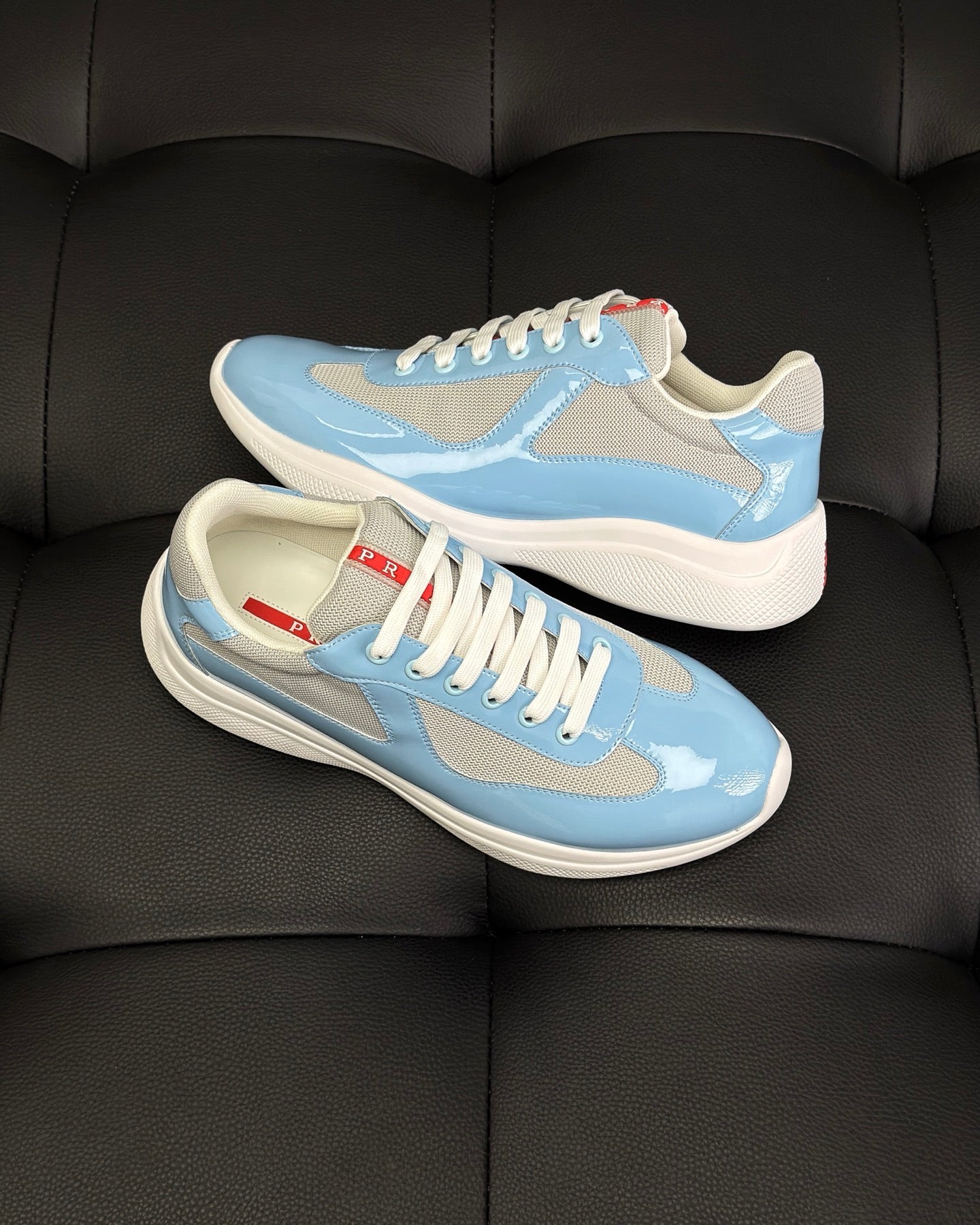 Patent leather and technical fabric Prada America's Cup sneakers