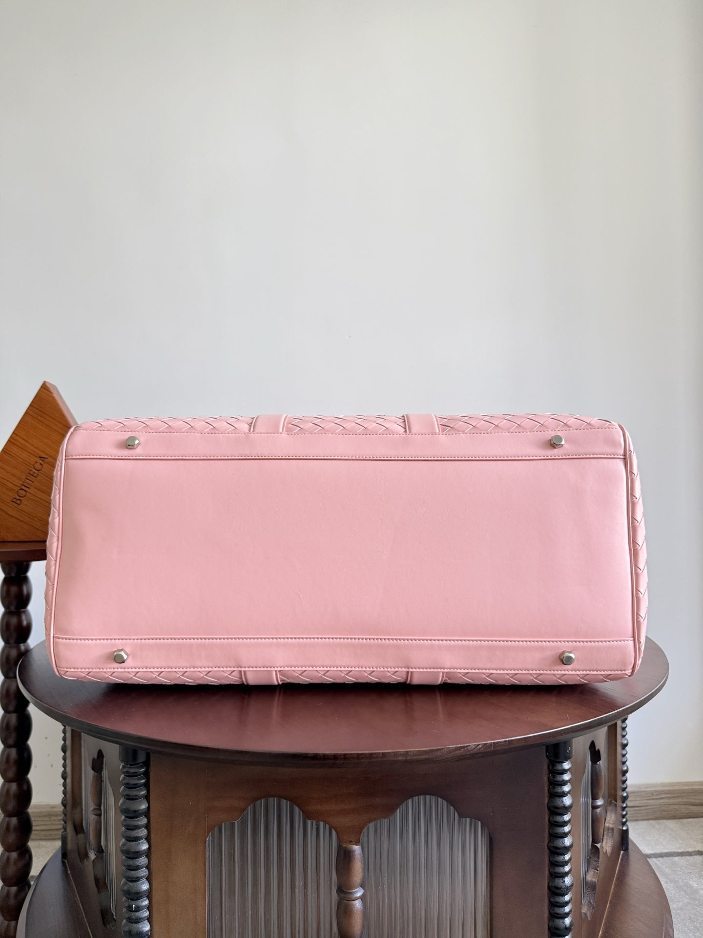 Bottega Veneta Intrecciato Cabin Duffle pink leather