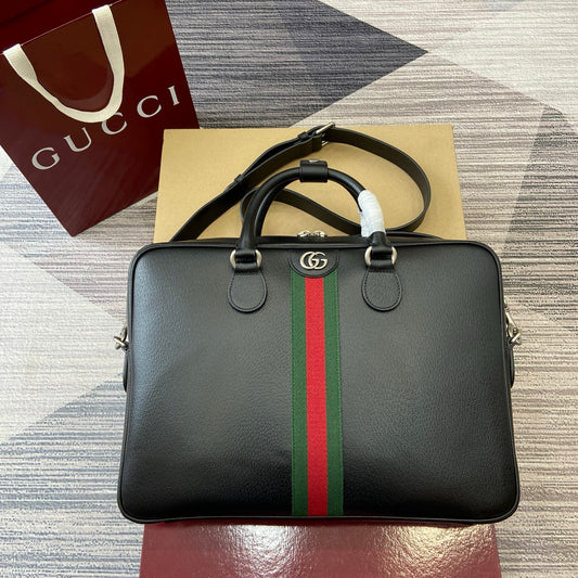 GG Ophidia large briefcase Black leather
