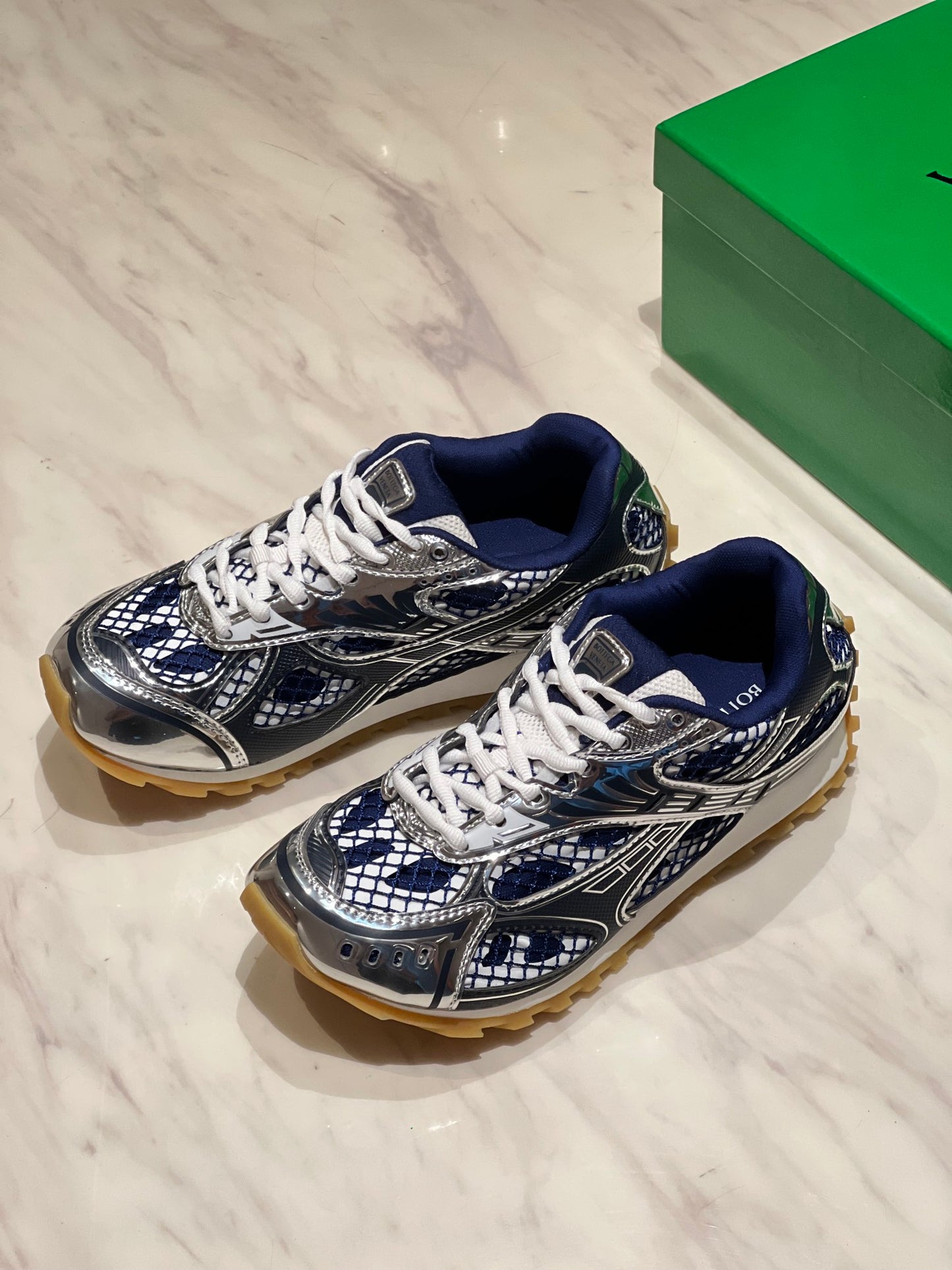 Bottega Veneta Orbit Sneakers Blue/Silver