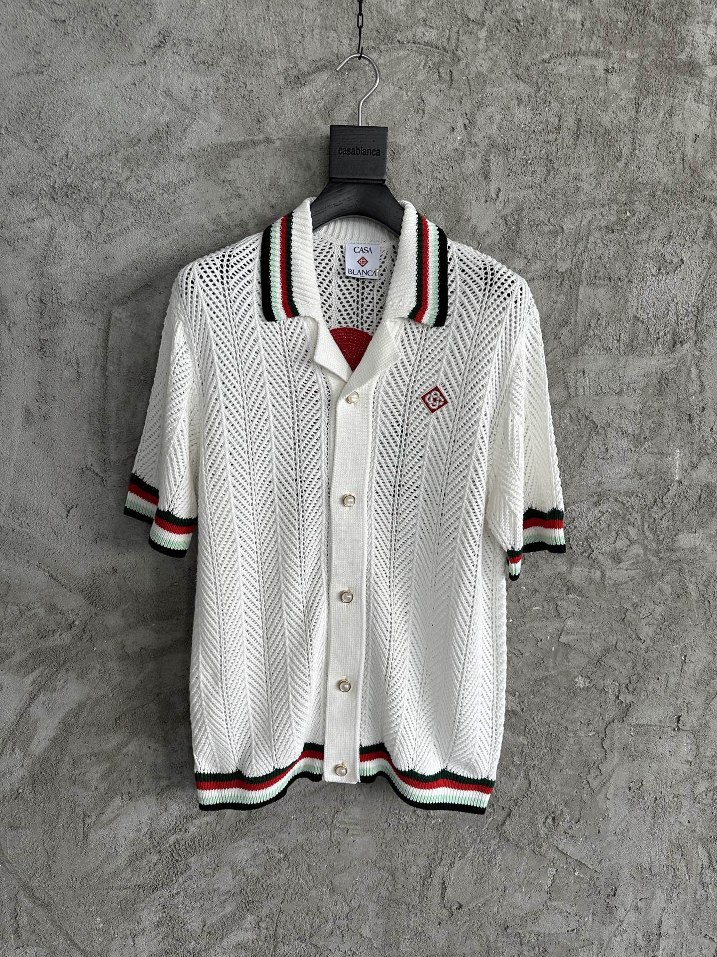 Casablanca White Cotton Montagne Ondulee Crochet Shirt
