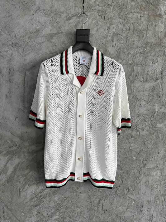 Casablanca White Cotton Montagne Ondulee Crochet Shirt