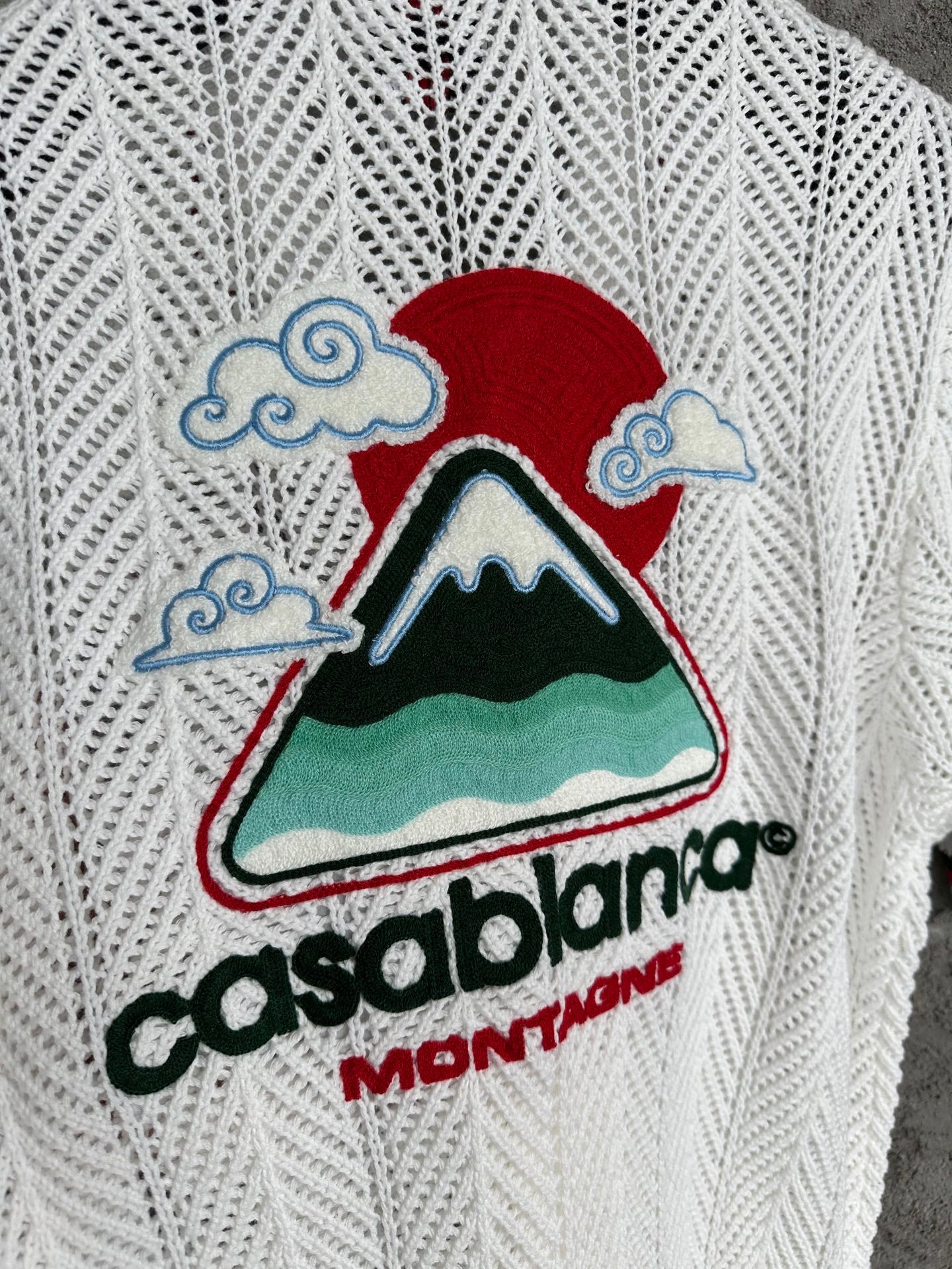 Casablanca White Cotton Montagne Ondulee Crochet Shirt