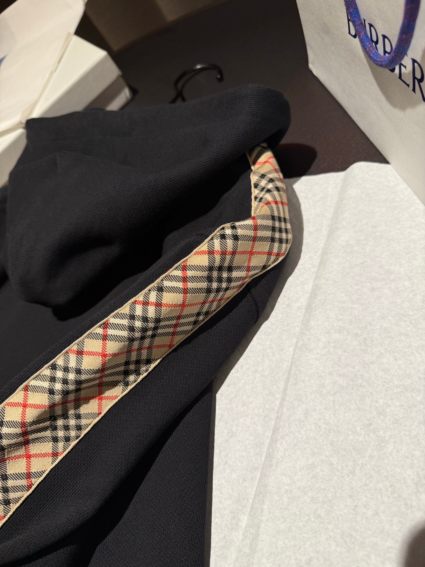 Burberry Check Trim Cotton Zip Hoodie