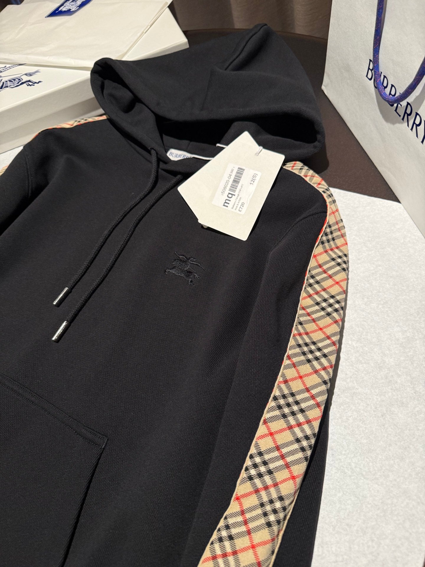 Burberry Check Trim Cotton Zip Hoodie