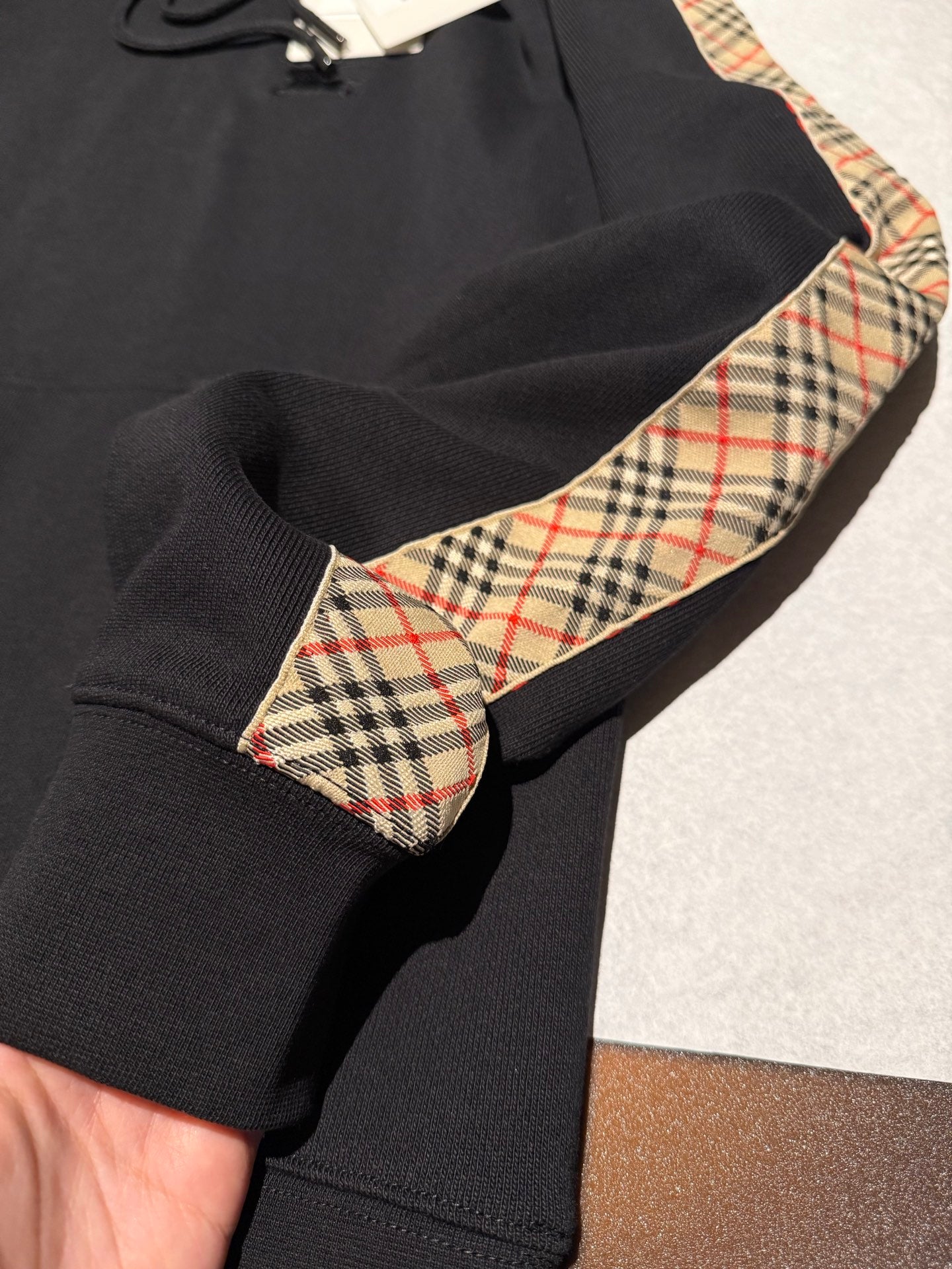 Burberry Check Trim Cotton Zip Hoodie
