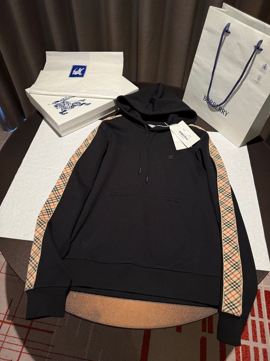 Burberry Check Trim Cotton Zip Hoodie