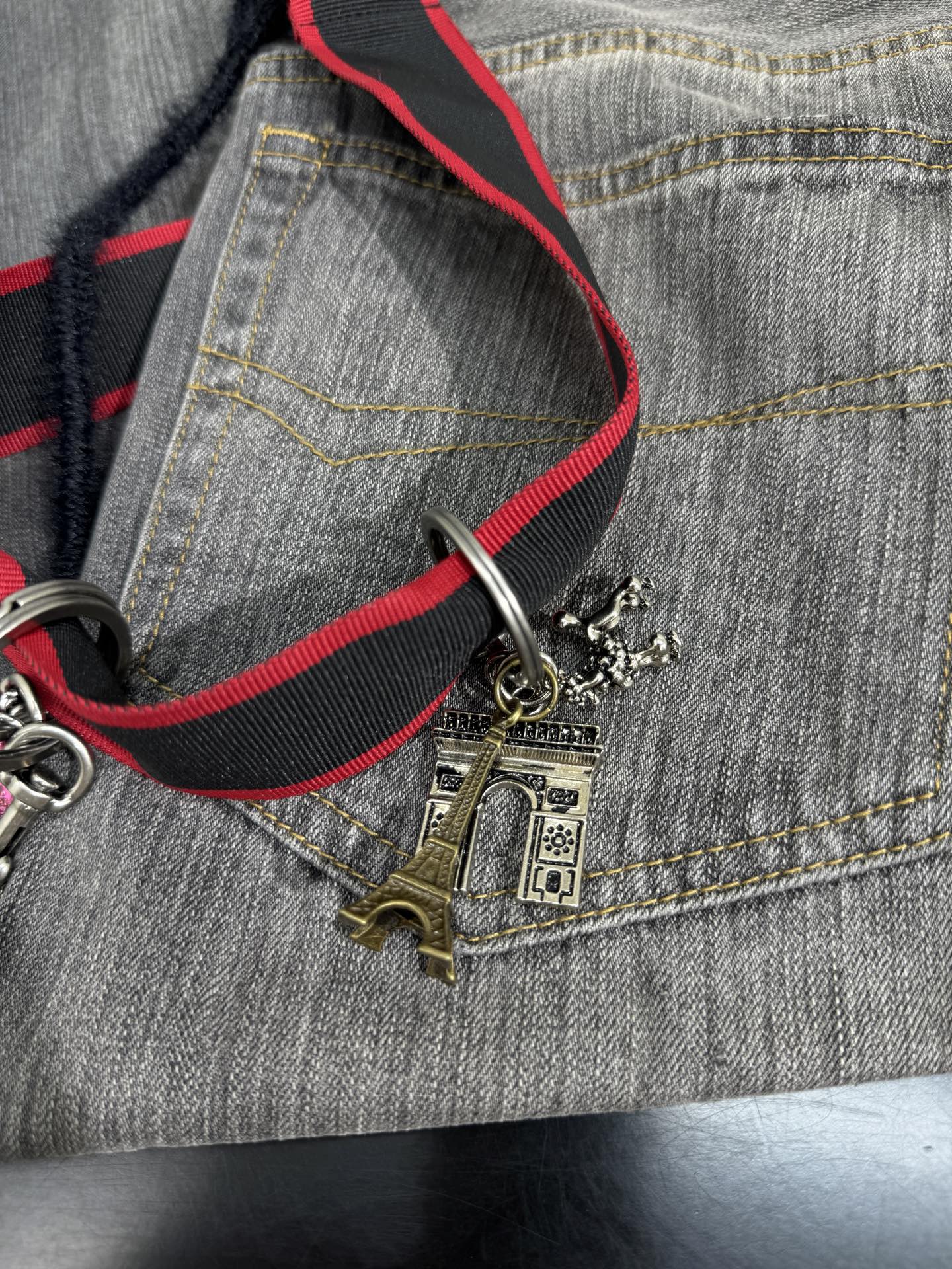 BB Wide-Leg Embellished Jeans Gray