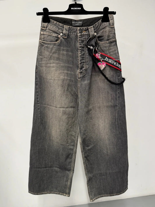 BB Wide-Leg Embellished Jeans Gray