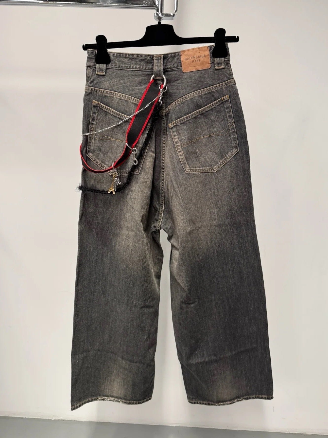 BB Wide-Leg Embellished Jeans Gray