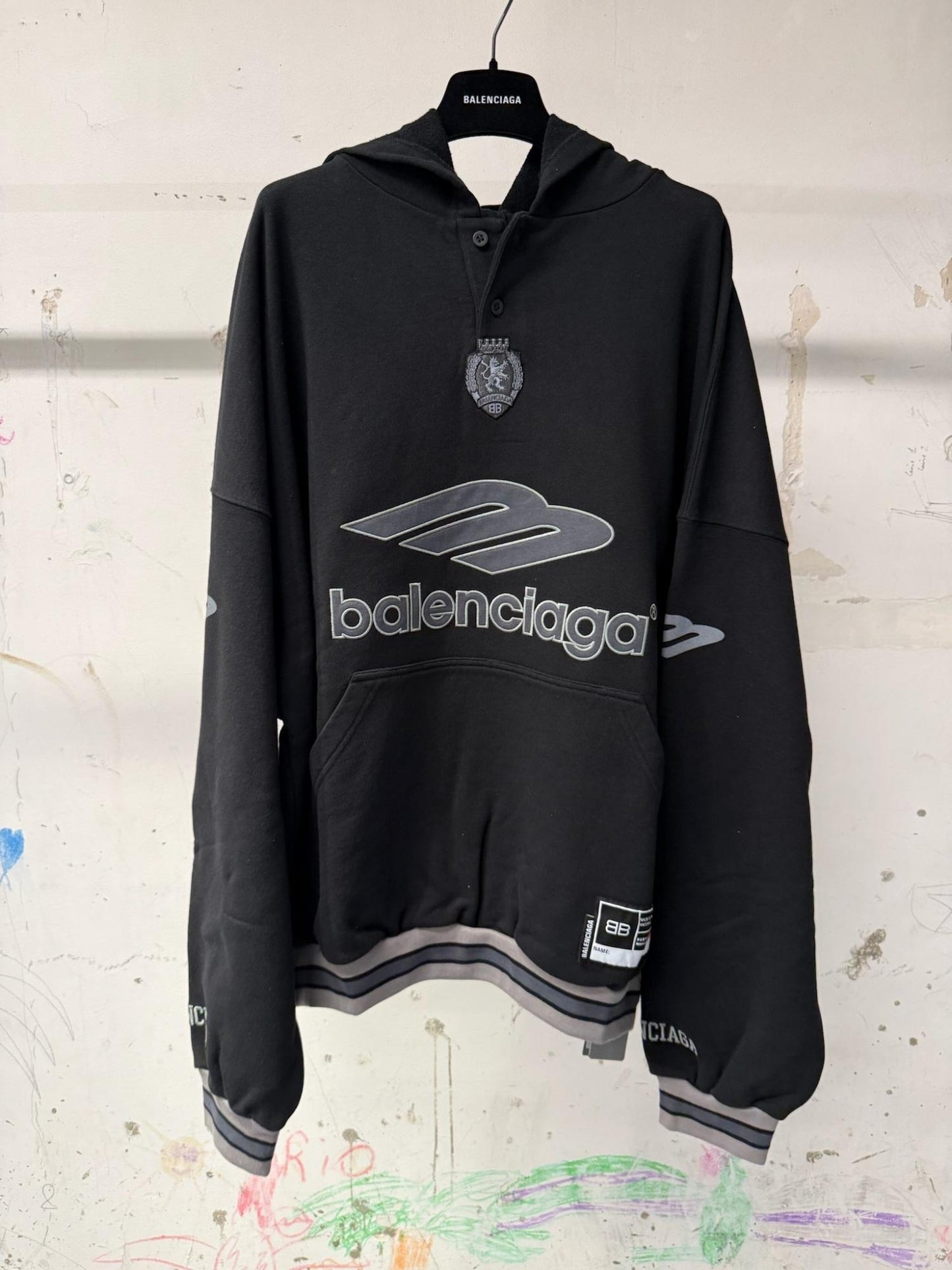 BB Men's 3b Football Polo Hoodie in Black/anthracite