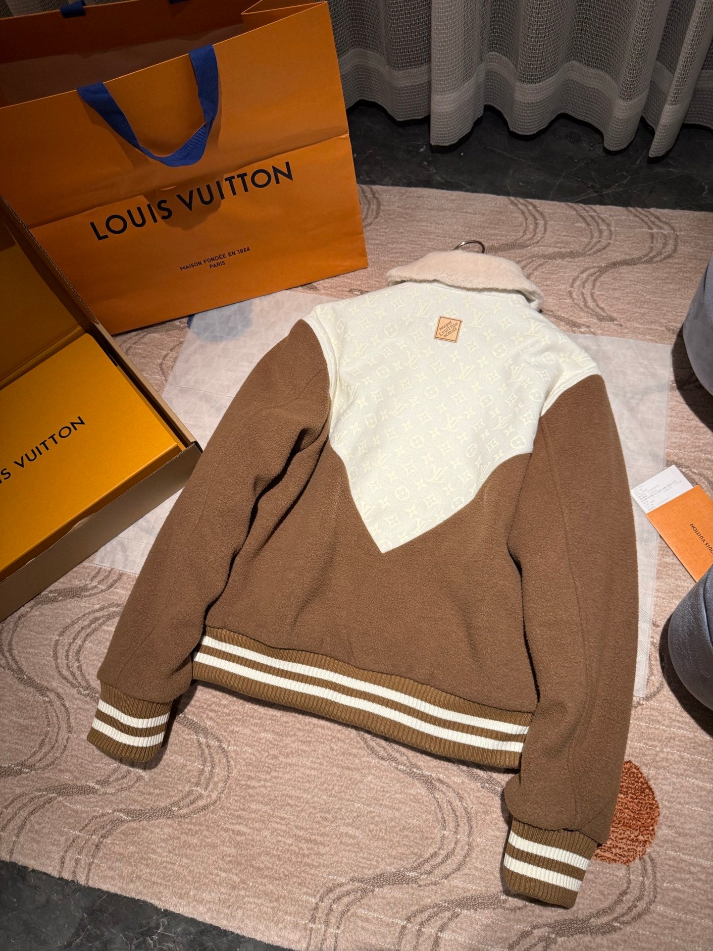 LV Monogram Blouson With Shearling Collar Jacket 1AJBD1