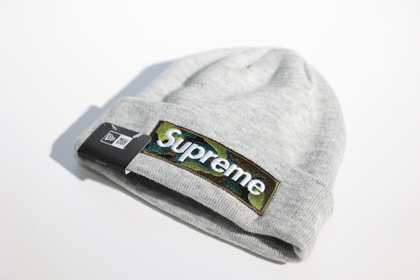 SUP x New Era Box Logo Beanie 'Heather Grey'
